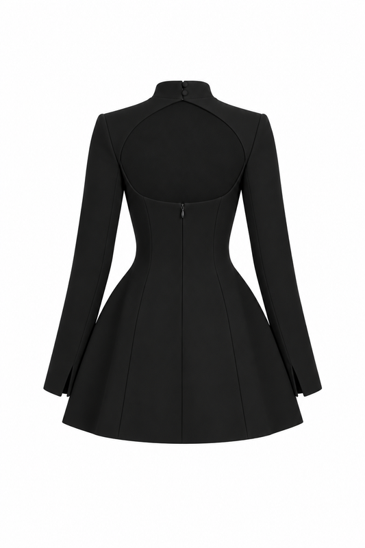 Ruched Long-Sleeve Mini Dress