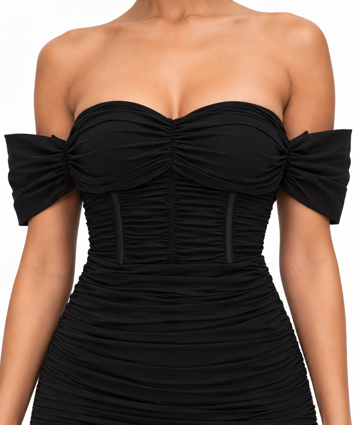 Ruched Off-Shoulder Mini Dress