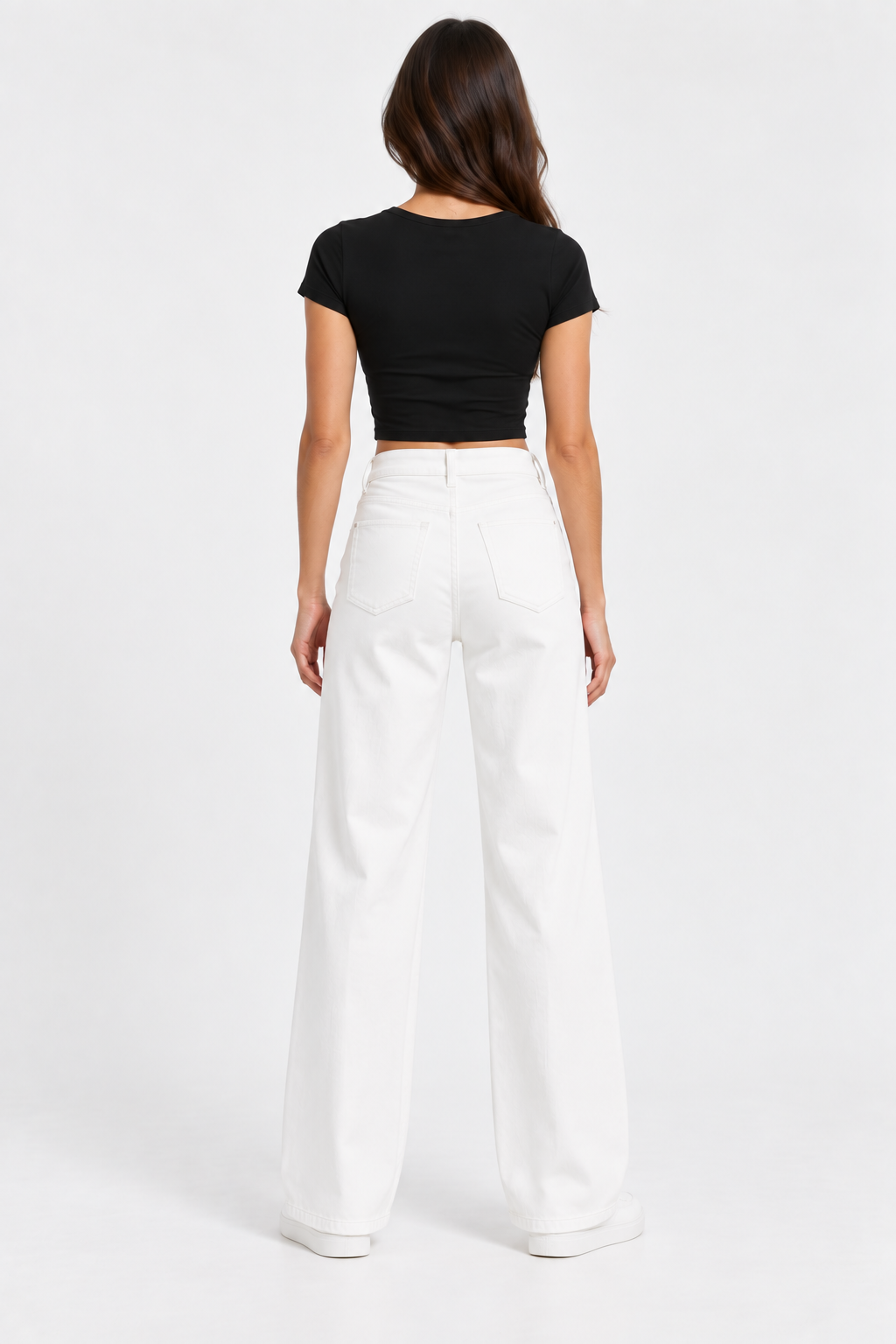 Pure White High-Rise Wide-Leg Jeans