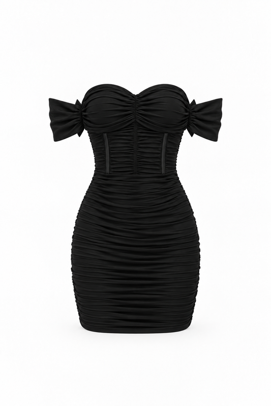 Ruched Off-Shoulder Mini Dress