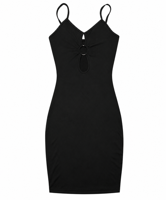 Sculpted Ring Cutout Mini Dress