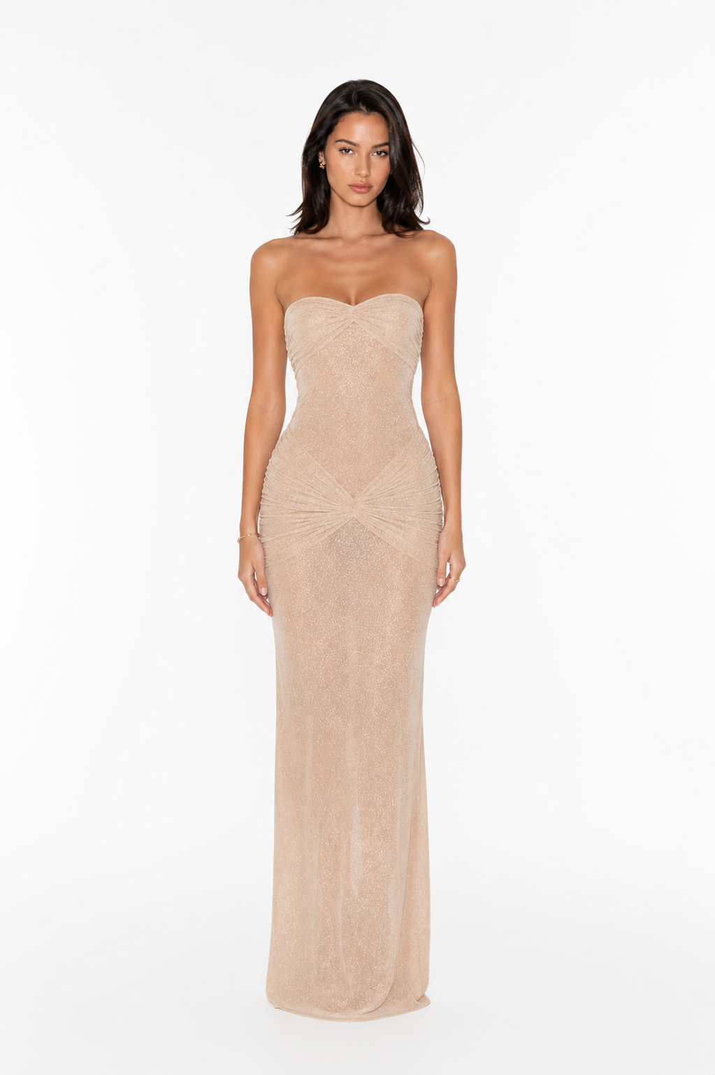 Ruched Strapless Maxi Dress