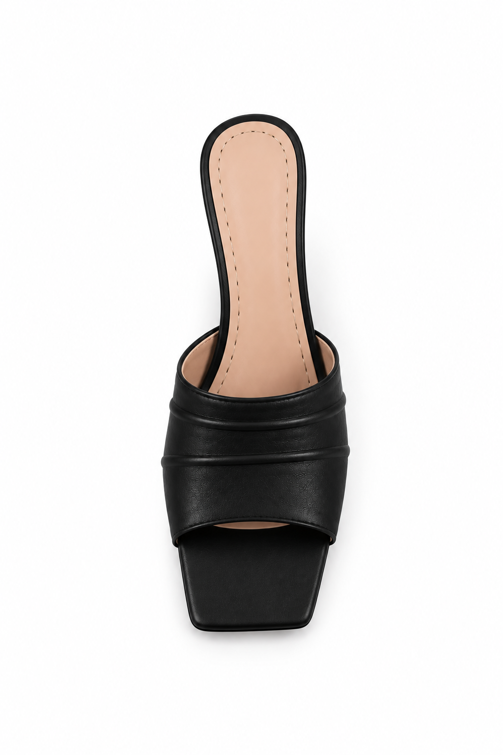 Ruched Square-Toe Heeled Mules