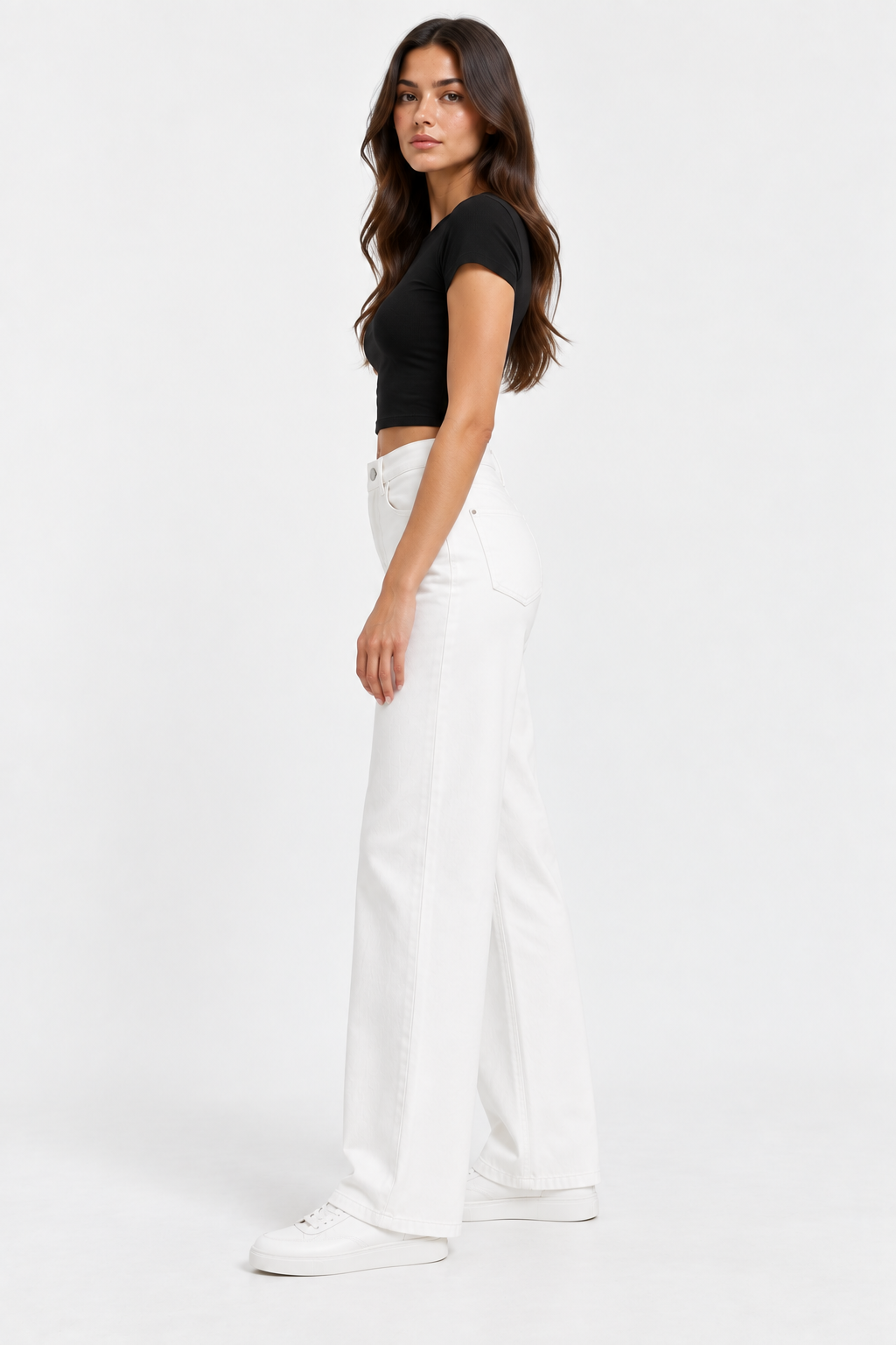 Pure White High-Rise Wide-Leg Jeans