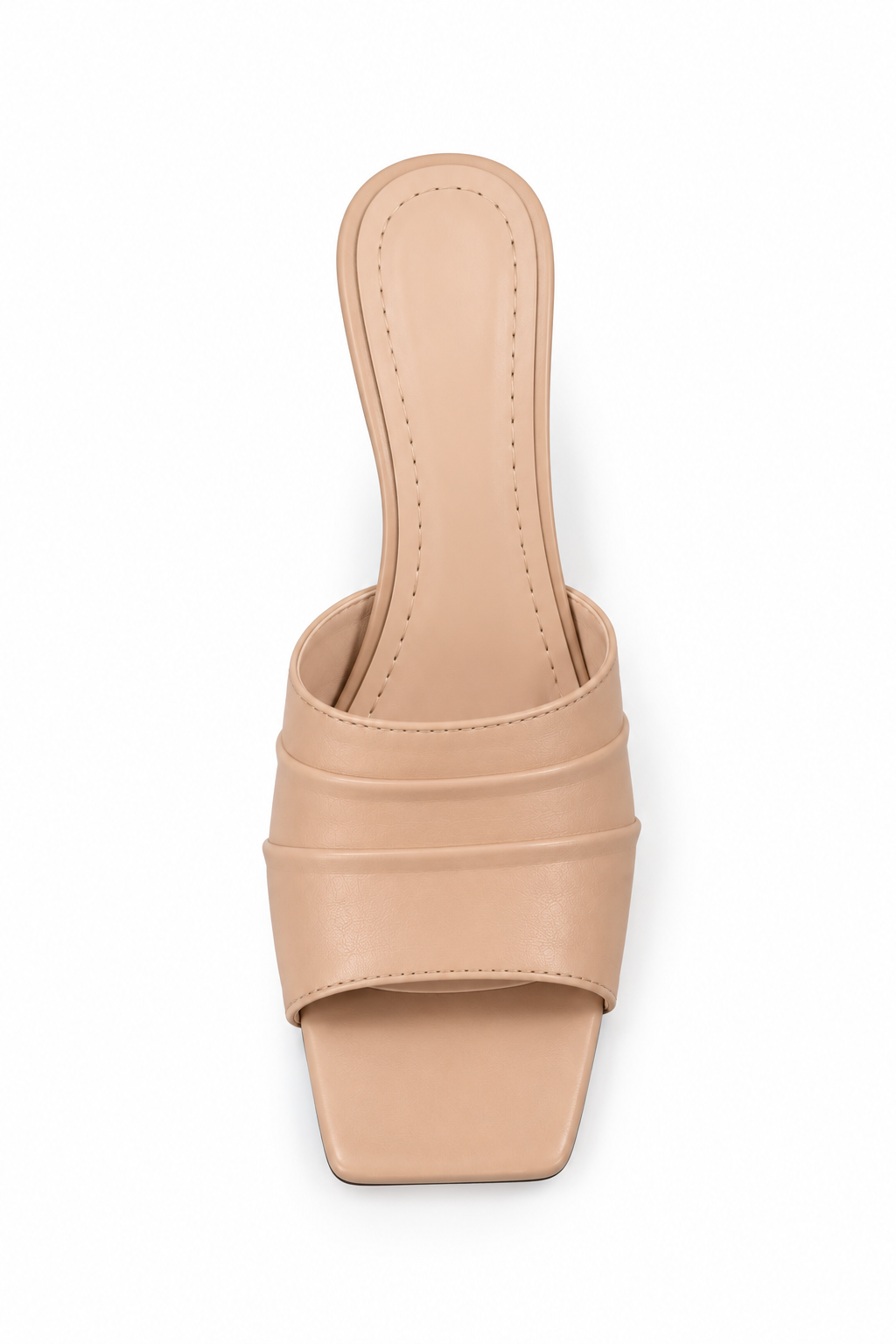 Ruched Square-Toe Heeled Mules