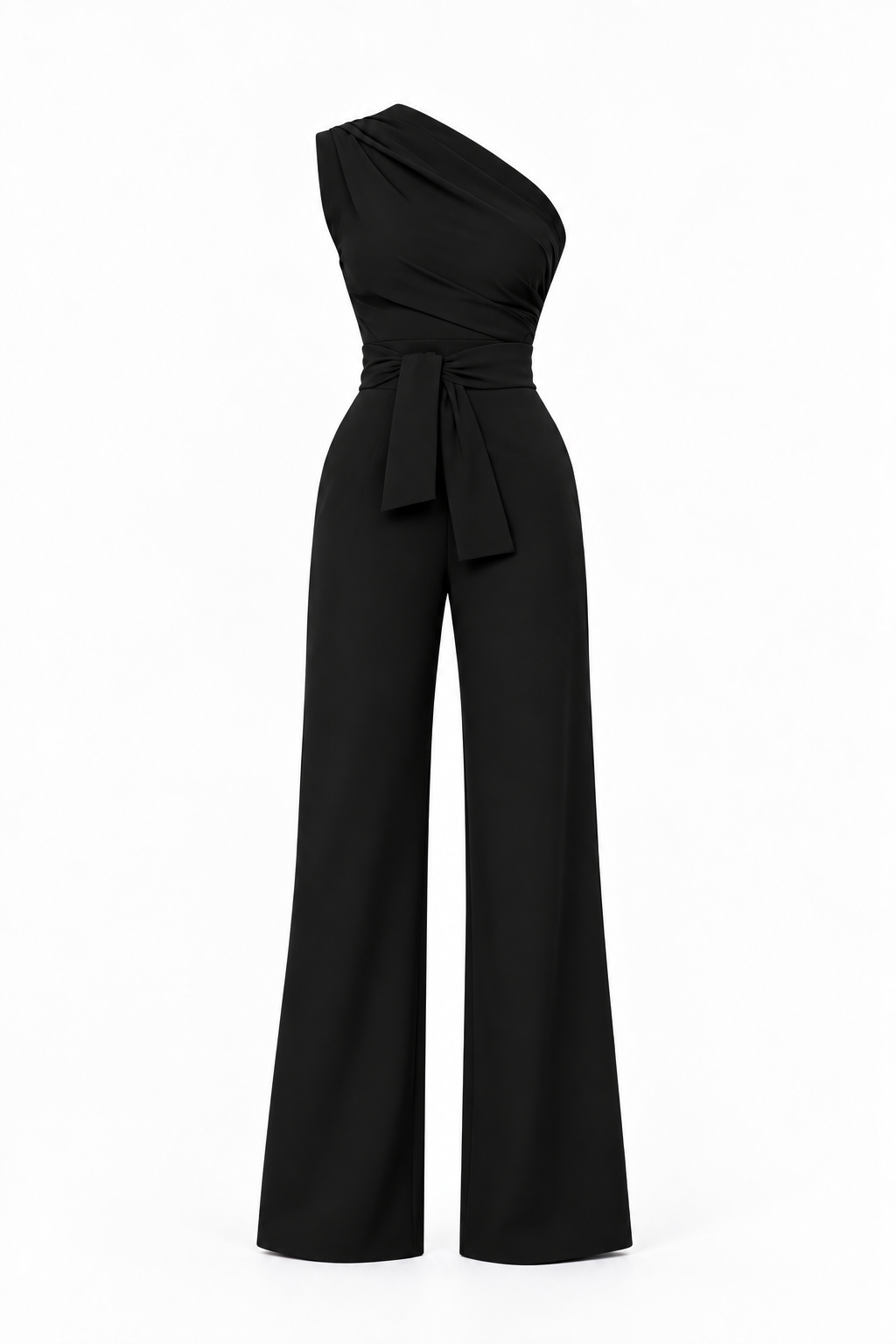 Draped One-Shoulder Wide-Leg Jumpsuit